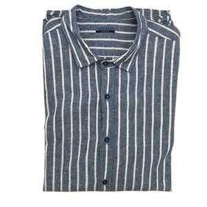 INTIMISSIMI Uomo Blue Striped Linen/Cotton Button Up Shirt XL